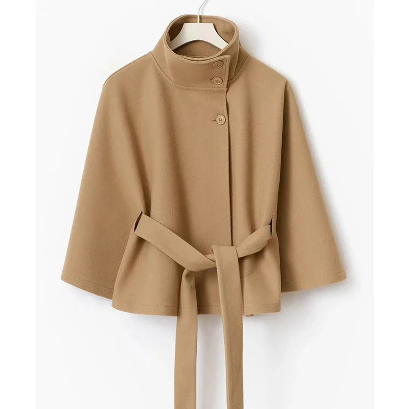 Elegante Cape Jas met Riem – Tijdloze Damesmantel