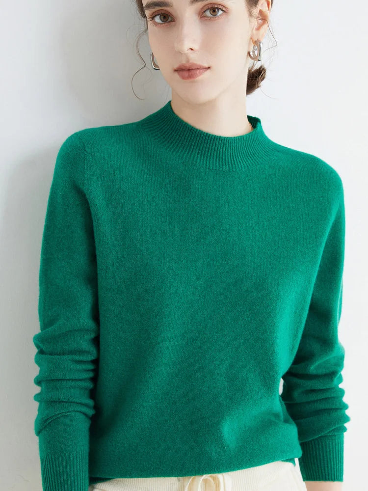 Merinowollen Mock-Neck Trui – Zachte Elegante Basic