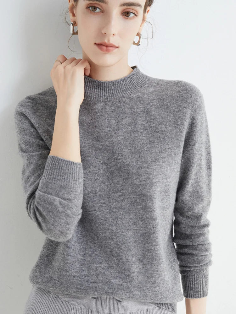Merinowollen Mock-Neck Trui – Zachte Elegante Basic