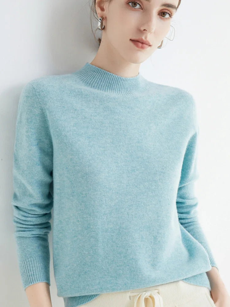 Merinowollen Mock-Neck Trui – Zachte Elegante Basic