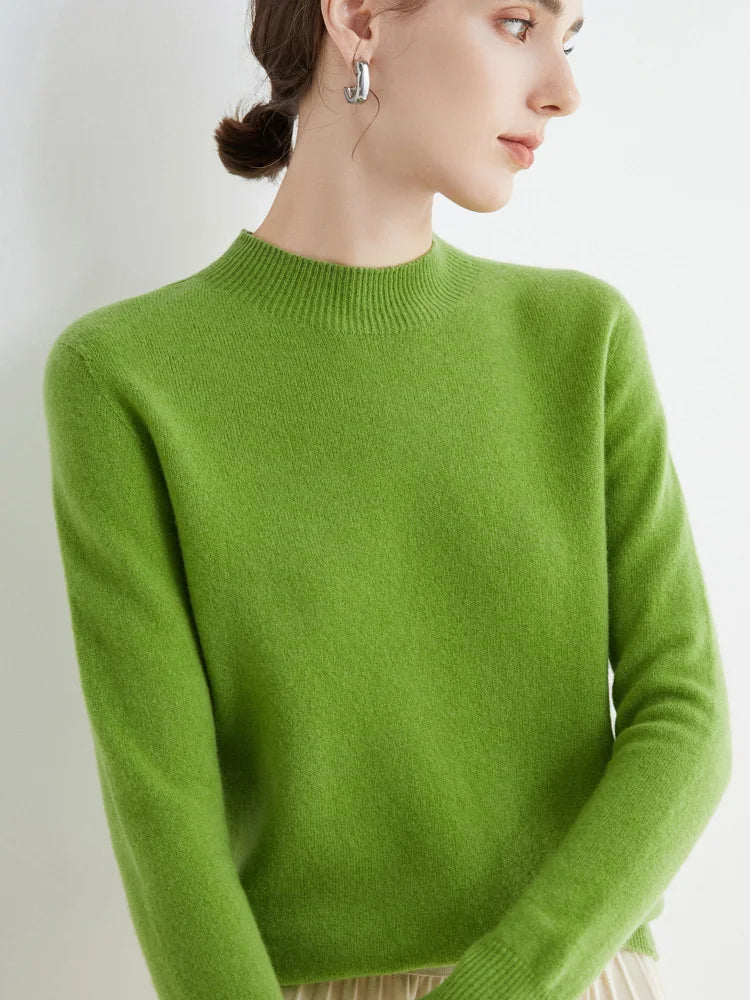Merinowollen Mock-Neck Trui – Zachte Elegante Basic