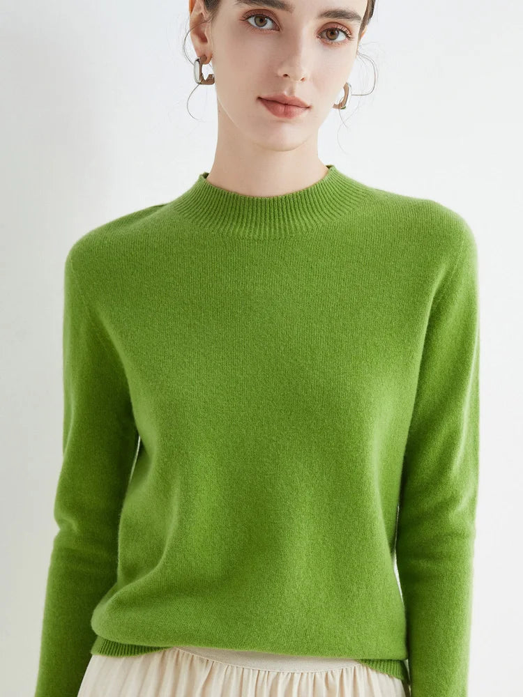 Merinowollen Mock-Neck Trui – Zachte Elegante Basic