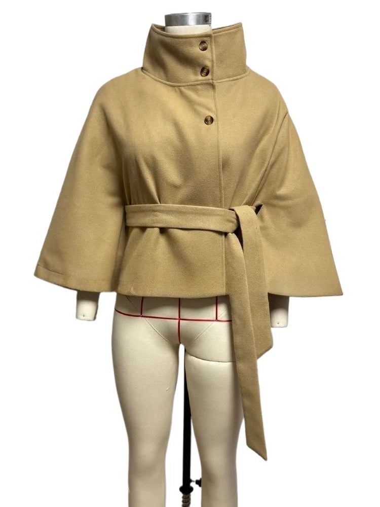 Elegante Cape Jas met Riem – Tijdloze Damesmantel