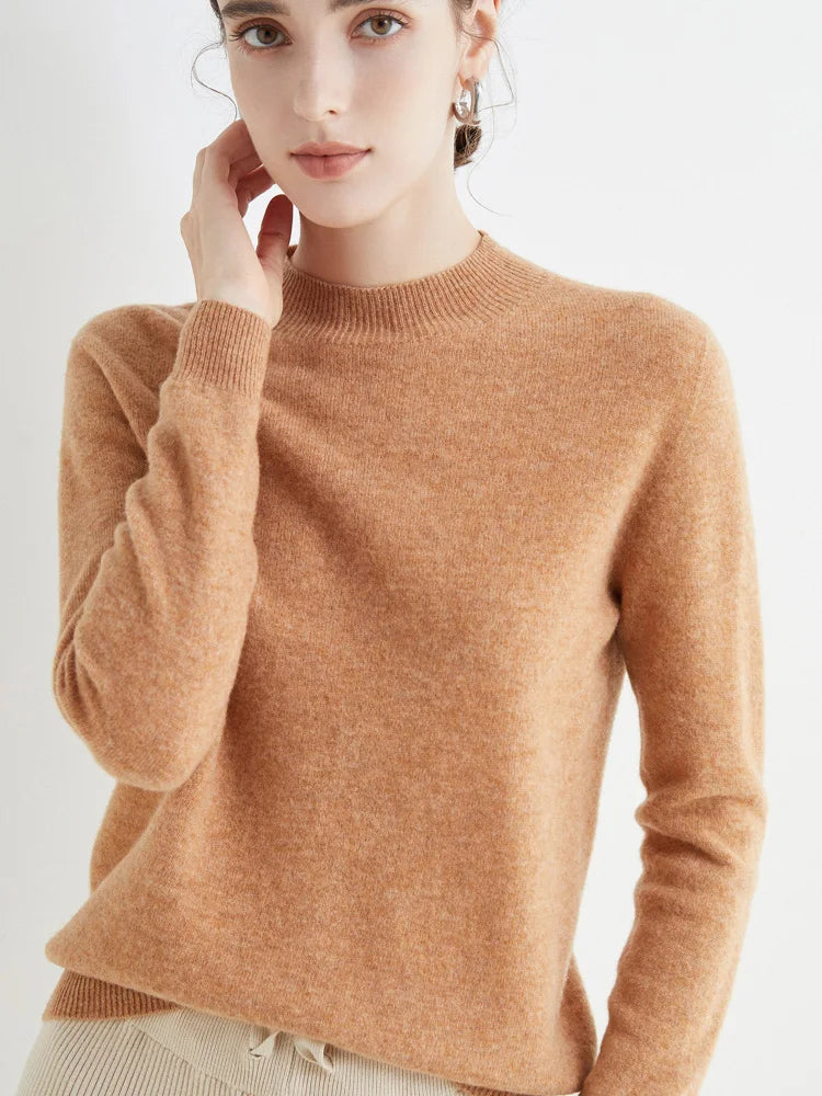 Merinowollen Mock-Neck Trui – Zachte Elegante Basic