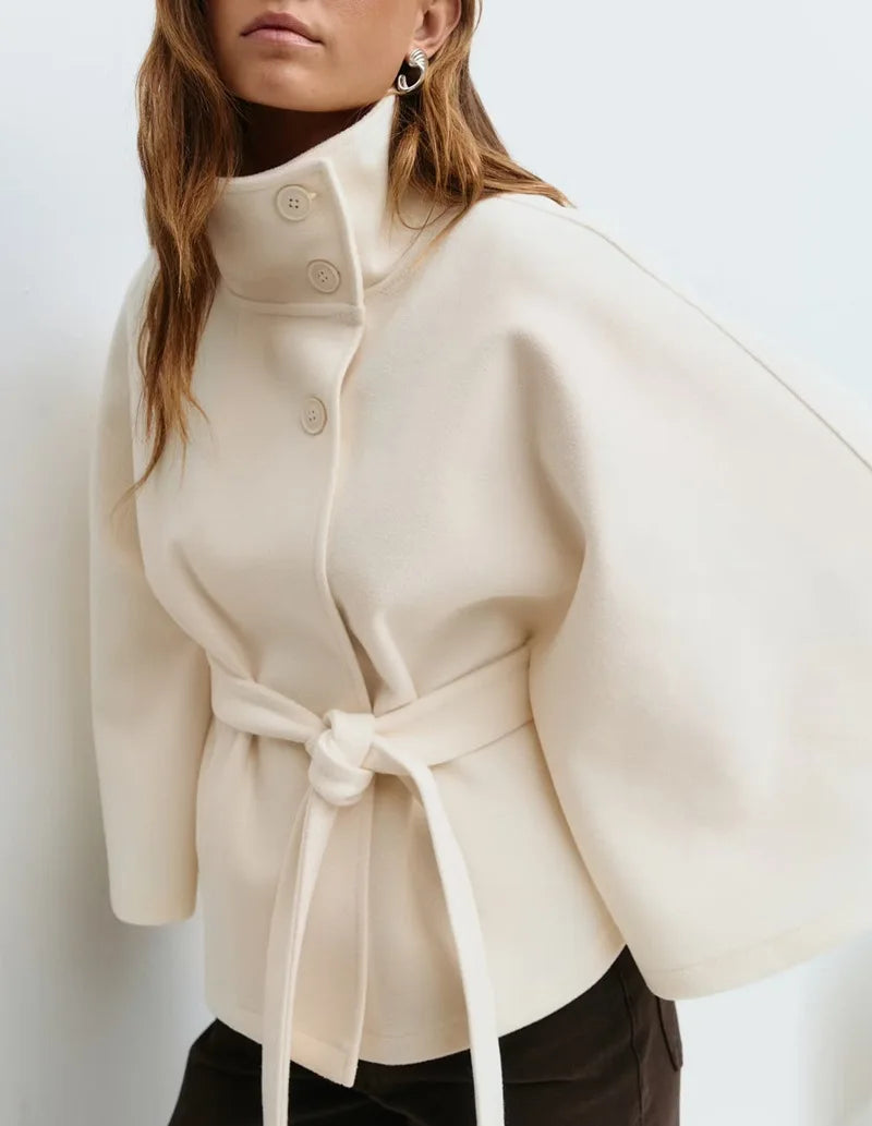 Elegante Cape Jas met Riem – Tijdloze Damesmantel