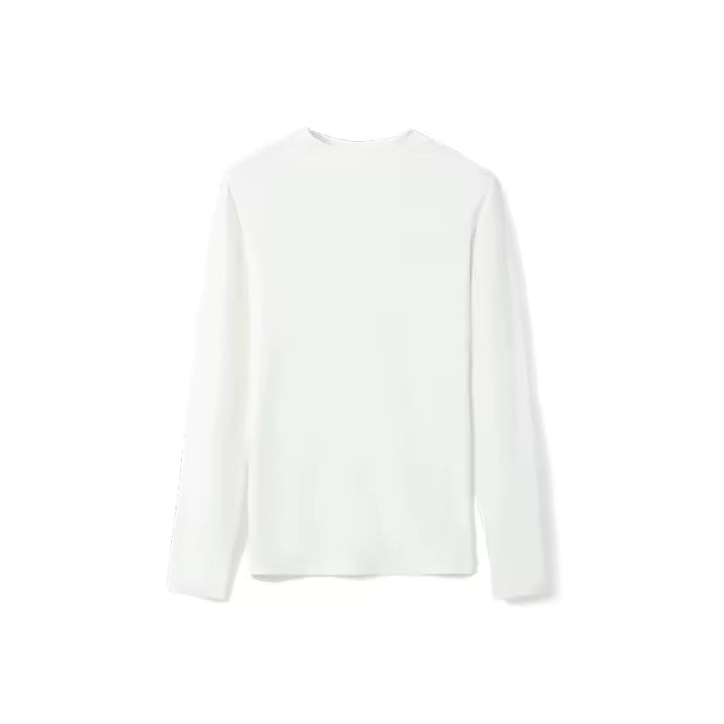 BASIC LANGE MOUWEN HOGE KRAAG TEE CRÈME
